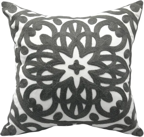 Miniatura 45 de Alysheer - Funda de almohada lumbar decorativa bordada 12" x 20", patrón de bordado clásico Boho Mandala, funda de cojín rectangular de algodón