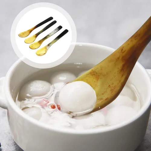 Miniatura 4 de Cuerno de búfalo Cuerno Buey Cuerno Cucharas Espresso para Té Postre Pastel Aperitivo 6.9 in