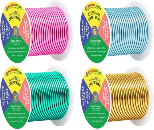 Miniatura 53 de Mandala Crafts - Alambre de aluminio anodizado de 8 calibre para hacer joyas - 9.75 m de alambre flexible negro colorido - Flexible para bonsái