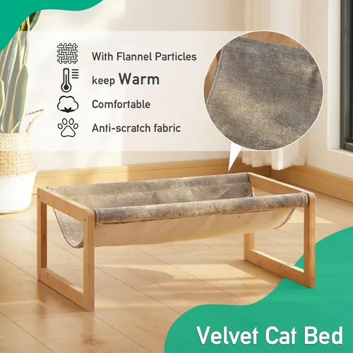 Miniatura 6 de Kiplant Cama elevada para gatos, hamaca grande para exteriores, muebles de mascotas de 25 x 16.5 pulgadas para gatitos, cachorros, conejos, Gris