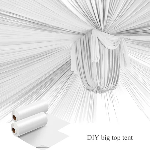 Miniatura 4 de Moukeren 2 rollos de mantel de circo de 40 x 100 pies, rollo de plástico desechable, suministros de fiesta para tienda de campaña grande, cortinas