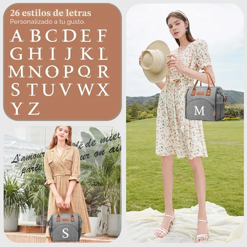 Miniatura 7 de Lonchera térmica con apertura amplia para mujeres, gran capacidad para bebidas y snacks, organizador de nailon durable y térmico para trabajo