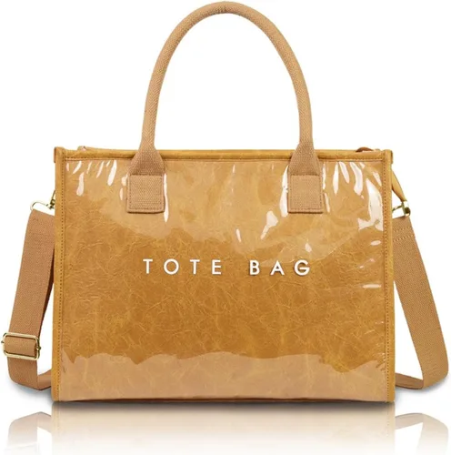 Miniatura 9 de Bolsa de PVC para mujer, ligera, con compartimentos, bolsa de hombro para viajes, trabajo, gimnasio