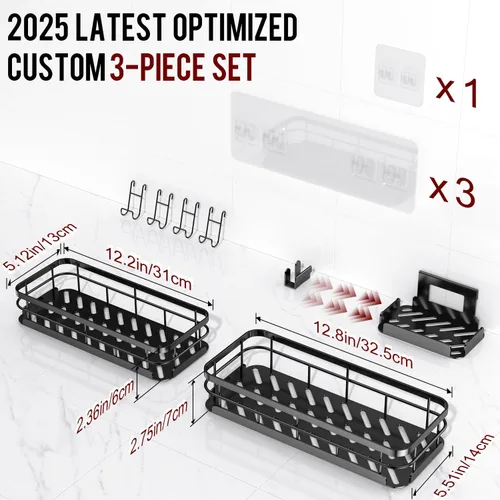 Miniatura 2 de Getsrichfc Organizador de Ducha de Gran Capacidad, Organizadores de Ducha con Adhesivo Resistente con Diseño Estético Personalizado, Estantes
