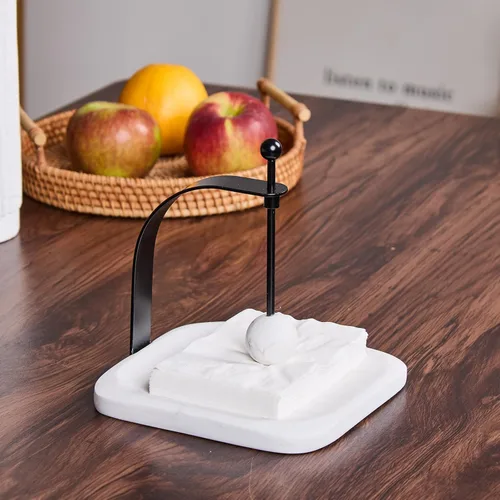 Miniatura 5 de Servilletero de mármol blanco – Servilletero cuadrado decorativo de papel y toallero para cocina, restaurante, baño, organizador de mesa de resina