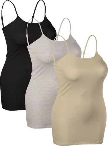 Miniatura 193 de Emmalise Camisola larga casual básica para mujer, con tirantes ajustables, top en capas