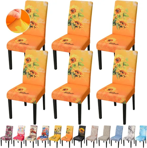Miniatura 33 de JQinHome Juego de 8 fundas para sillas de comedor, fundas de alta elasticidad extraíbles y lavables, fundas protectoras de asiento para silla