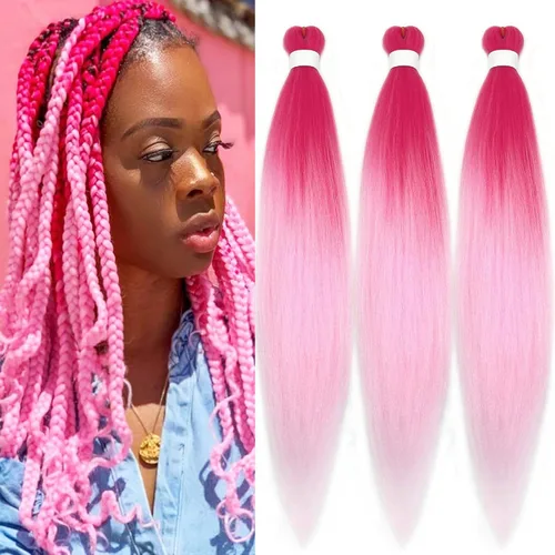 Miniatura 10 de Cabello para Trenzar Naranja Jengibre Pre-Estirado Kanekalo Cabello para Trenzar Pre-estirado 26 pulgadas Extensiones de Cabello Sintético