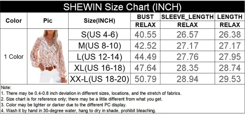 Miniatura 6 de SHEWIN - Blusas casuales, holgadas, de estilo bohemio, mangas largas, con cuello en V y estampado floral para mujer