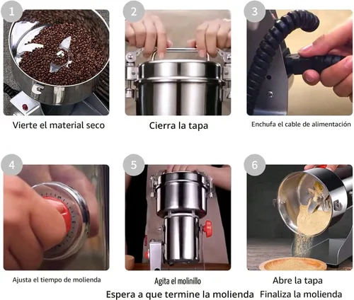 Miniatura 7 de Molinillo de granos eléctrico de 1000 g de alta velocidad para especias y hierbas, máquina comercial para polvo de cereales secos, granos, hierbas