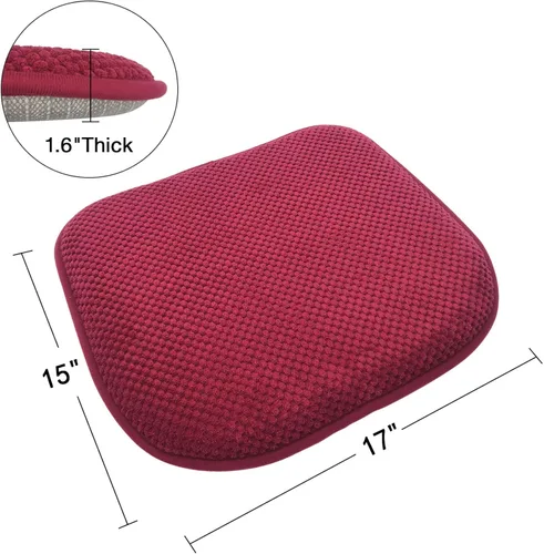 Miniatura 2 de Cojines para Sillas de Cocina Vino Rojo Antideslizantes de Espuma para Oficina, Cojines para Asientos Lavables, Almohadillas Gruesas y Suaves, Rojo
