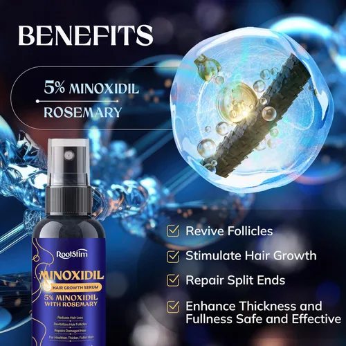 Miniatura 2 de 5% Minoxidil Hair Growth for Men and Women: Extra Strength Minoxidil Hair Loss Treatment Serum with Rosemary for Faster Stronger Thicker Hair Growth