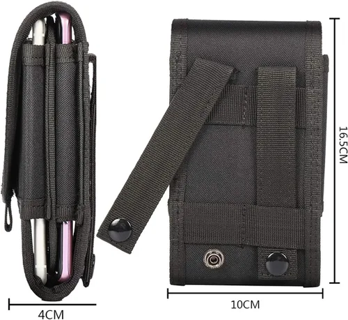 Miniatura 5 de Funda de teléfono de doble capacidad, bolsa táctica Molle para cinturón con parche de bandera para iPhone 17 Pro Max/16 Pro Max/16Pro/15ProMax/14