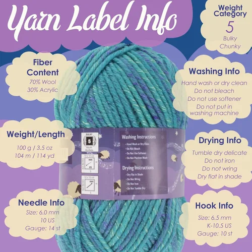 Miniatura 5 de JubileeYarn Chunky Melody - Hilo para tejer 100g/madeja, mezcla de lana gruesa, color maíz naranja - 2 madejas 15 Maíz Naranja