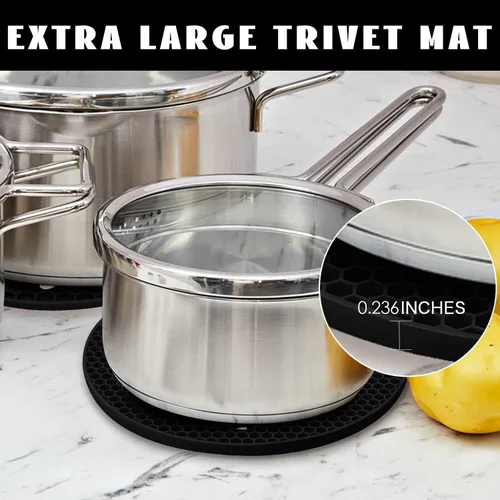 Miniatura 3 de Paquete de 4 salvamanteles de silicona, 9 pulgadas, flexibles resistentes al calor, almohadillas calientes de silicona para encimera de cocina, 04 6