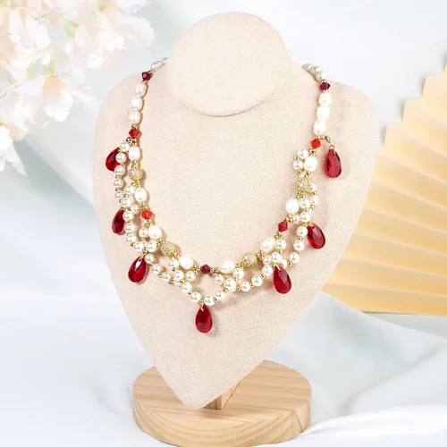 Miniatura 5 de Pandahall - 100 cuentas de cristal de lágrima roja facetadas, colgantes de cristal para pulseras de San Valentín, aretes, collares, fabricación