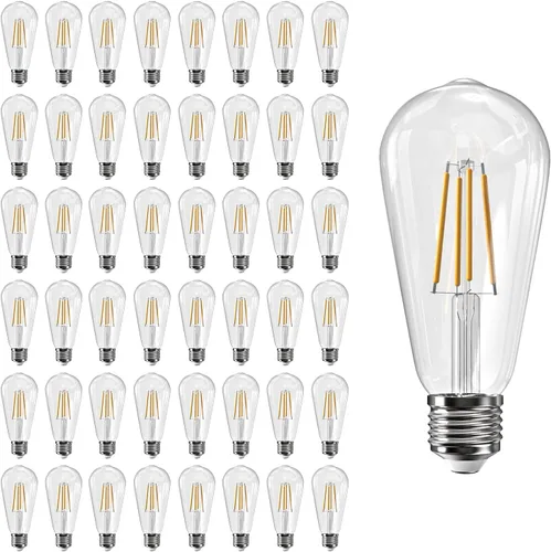 Miniatura 47 de Jensense Bombillas LED Edison E26, 60 vatios equivalentes, bombillas regulables, 2300 K, luz blanca cálida (cristal ámbar), estilo vintage