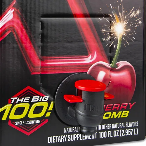 Miniatura 3 de XMODE Extra Strength Energy Shots on Tap - Sabor a bomba de cereza, sin azúcar, 150 mg de cafeína por oz, B12, 100 porciones (1 onza), dispensador