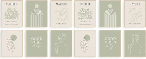 Miniatura 19 de KBKBART Matisse - Impresiones artísticas para pared, póster abstracto de arte de pared de Matisse, negro y beige, línea de cuerpo para mujer, hojas