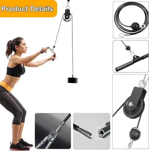 Miniatura 6 de Kit de cable de repuesto para fitness, cuerda de alambre de acero recubierto de poliuretano de 32.8 pies de 0.197 in con 17 accesorios
