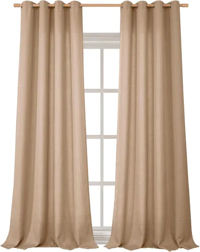 Miniatura 83 de BGment Cortinas de Lino Beige de 63 Pulgadas de Largo 2 Paneles - Tratamientos para Ventanas con Textura de Arpillera Filtrantes de Luz Cortinas