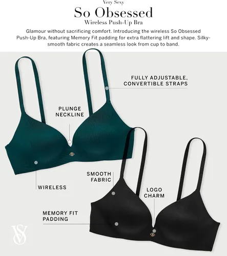 Miniatura 4 de Victoria's Secret So Obsessed - Brasier push up inalámbrico, muy sexy, sujetadores para mujer (32A-38DDD)
