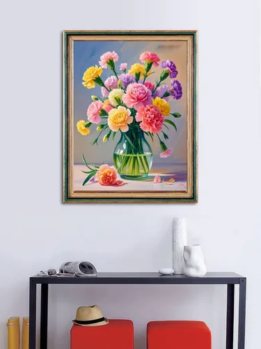 Miniatura 3 de ACANDYL Kit de pintura de flores por números para adultos principiantes pintura por números para adultos, lienzo de clavel, pintura por números