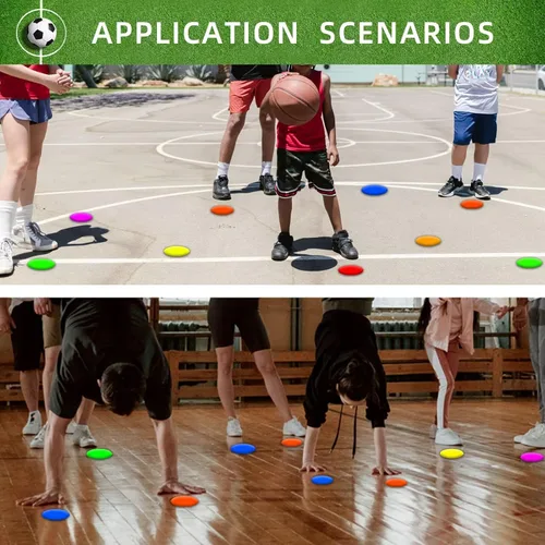 Miniatura 7 de Poly Spot Markers 4 inch/9 inch Non-Slip Rubber Agility Training Markers Floor Dots Flat Field Cones for Football, Soccer, Basketball, School