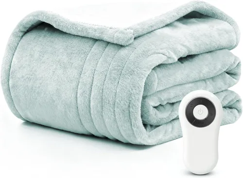 Miniatura 11 de Manta térmica eléctrica de 50 x 60 pulgadas, manta eléctrica de calentamiento rápido con 5 niveles de calor y 4 horas de protección contra