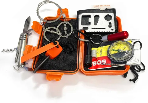 Miniatura 2 de HTTMT- Kit de Supervivencia 10 en 1 Herramientas de Emergencia Plegables Portátiles Militar Camping Táctico Desastre al Aire Libre Zombie