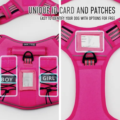 Miniatura 7 de Arnés táctico para perros medianos y grandes, color rosa, ajustable, sin tirones, con asa, chaleco reflectante resistente, talla S