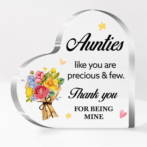 Miniatura 8 de Regalos para tía de sobrina, regalos para tía Navidad, cumpleaños, día de la madre, tía da abrazos como una madre, placa acrílica de corazón regalo
