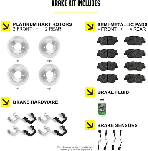 Miniatura 2 de Hart Brakes Kit de frenos y rotores traseros delanteros Pastillas de freno delanteras y traseras Rotores y pastillas de frenos Pastillas