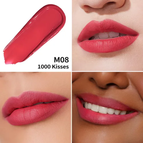 Miniatura 5 de Oulac Lápiz labial rojo líquido mate para mujer, lápiz labial de larga duración, impermeable, sin transferencia, fórmula cremosa de alta 【M08 1000
