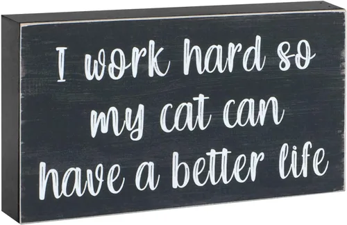 Miniatura 7 de Esur Bonita decoración de escritorio de oficina en casa para mujeres y hombres, regalos para amantes de los gatos, divertido letrero inspirador