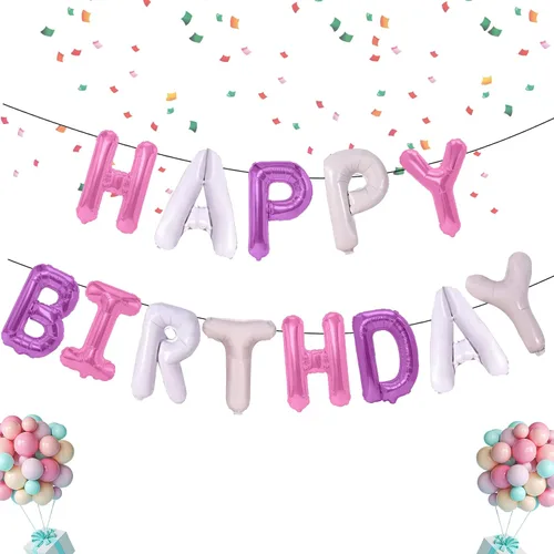 Globos de feliz cumpleaños, 13 letras de papel de aluminio, 16 pulgadas, reutilizables, unisex, decoraciones de cumpleaños para niños y adultos,