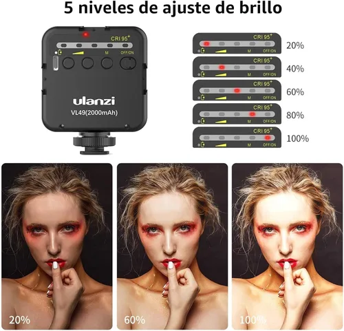 Miniatura 3 de ULANZI VL49 luz de vídeo LED de 2000mAh con 3 zapata fría, luz suave recargable, iluminación portátil para fotografía para DJI OSMO Sony DSLR Canon