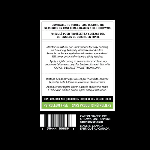 Miniatura 8 de CARON & DOUCET - Juego de limpieza y acondicionamiento para hierro fundido: Aceite de condimento y jabón de limpieza 100% a base de plantas
