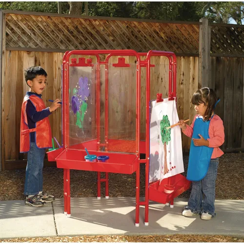 Colorations 4WAPE - Caballete ajustable con marco de metal para interiores y exteriores con paneles acrílicos de pintura para cuatro niños