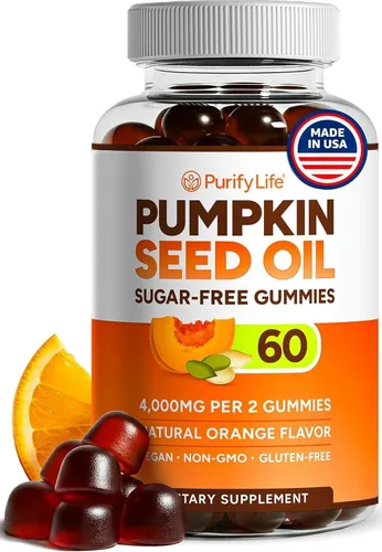 Gomitas de aceite de semilla de calabaza sin azúcar (4,000 mg/porción), aceite de semillas de calabaza para el crecimiento del cabello, piel