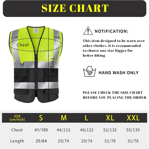 Miniatura 5 de BeautyWill Chaleco de seguridad con logotipo personalizado, Hi Vis Clase 2, chaleco reflectante de construcción unisex con 5 bolsillos