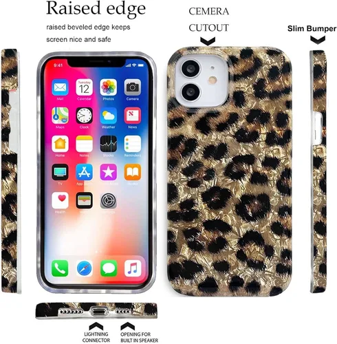 Miniatura 5 de J.west Funda compatible con iPhone 11, funda para iPhone 11, suave y brillante estampado de leopardo perlado con diseño de animales para mujeres