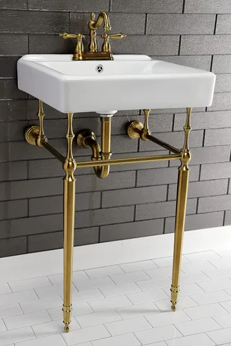 Miniatura 5 de Kingston Brass KVPB2018W47 Fregadero de consola eduardiana, latón cepillado 20 x 18 x 33.56