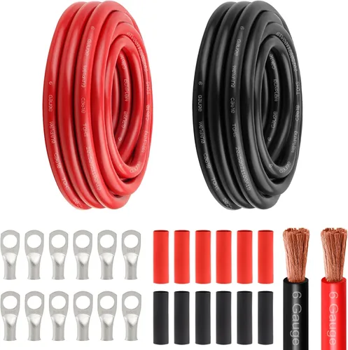 Miniatura 13 de Cable de alimentación de batería de 8 AWG - 5 pies rojo + 5 pies negro, cable de soldadura flexible de calibre 8 de alambre de cobre OFC