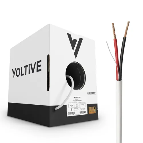 Miniatura 10 de Voltive Cable de altavoz 16/2, Plenum CL3P, negro, 100 pies - 16AWG, 2 conductores, cobre trenzado sin oxígeno, listado UL - V-1217-1