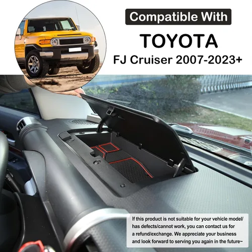 Miniatura 3 de Aunginsy Kit de alfombrillas con ranura para automóvil (15 unidades), goma, rojo y negro, compatible con Toyotaa FJ Cruiser 2007-2021, consola