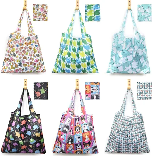 Miniatura 8 de 6 bolsas de comestibles reutilizables extragrandes de 50 libras, bolsas de compras plegables para comestibles, bolsa de playa, bolsas de nailon
