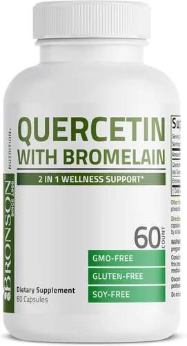 Miniatura 5 de Bronson Quercetina con bromelina 2 en 1 apoyo para el bienestar, sin OMG, 60 cápsulas