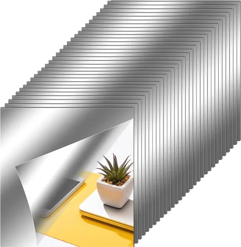 Miniatura 14 de Zonon Hojas de espejo flexibles autoadhesivas, no de vidrio, azulejos adhesivos para decoración de pared del hogar (20 piezas, 6 x 9 pulgadas)