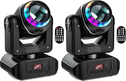 Miniatura 9 de U`King Foco LED de 108W con cabezal móvil y prisma giratorio de 18 facetas, luces de escenario para DJ con 10 gobos y haz de luz de 8 colores, negro